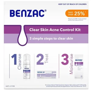 Shop Benzac 3 Step Clear Skin Acne Kit - GlowEssence Care - Embrace the Essence of Radiance with Premium Skincare Solutions
