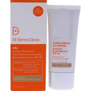 Complexion-care*Dr. Dennis Gross Instant Radiance Sun Defense Spf 40 - Light-Medium by Dr. Dennis Gross for Unisex - 1.7 oz Cream - GlowEssence Care - Embrace the Essence of Radiance with Premium Skincare Solutions