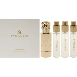 New Gharaam by Swiss Arabian for Unisex - 4 Pc Mini Gift Set 3 x 10ml Perfume Spray, 1 Metal Case - GlowEssence Care - Embrace the Essence of Radiance with Premium Skincare Solutions