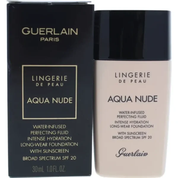 Complexion-care*Guerlain Lingerie de Peau Aqua Nude Foundation SPF 20 - 00N Porcelain by Guerlain for Women - 1 oz Foundation - GlowEssence Care - Embrace the Essence of Radiance with Premium Skincare Solutions