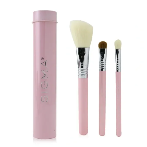 New Sigma Beauty Essential Trio Brush Set - # Pink 3pcs+1 Tin - GlowEssence Care - Embrace the Essence of Radiance with Premium Skincare Solutions